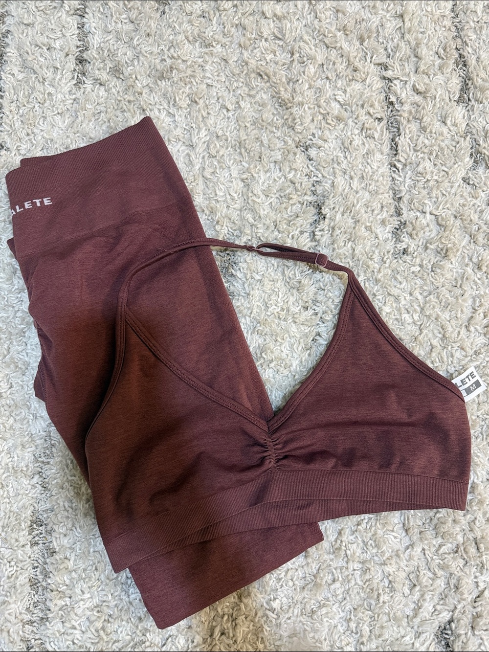 Alphalete Seamless Bralette & Legging Set - rose burgundy